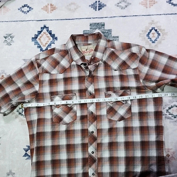 Vintage Wrangler Short-Sleeve Pearl-Snap Plaid Western Shirt – Size S, Retro - Picture 7 of 9